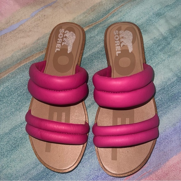 Sorel Ella II Puff Leather Slide Sandals women’s size 7 - Picture 2 of 9